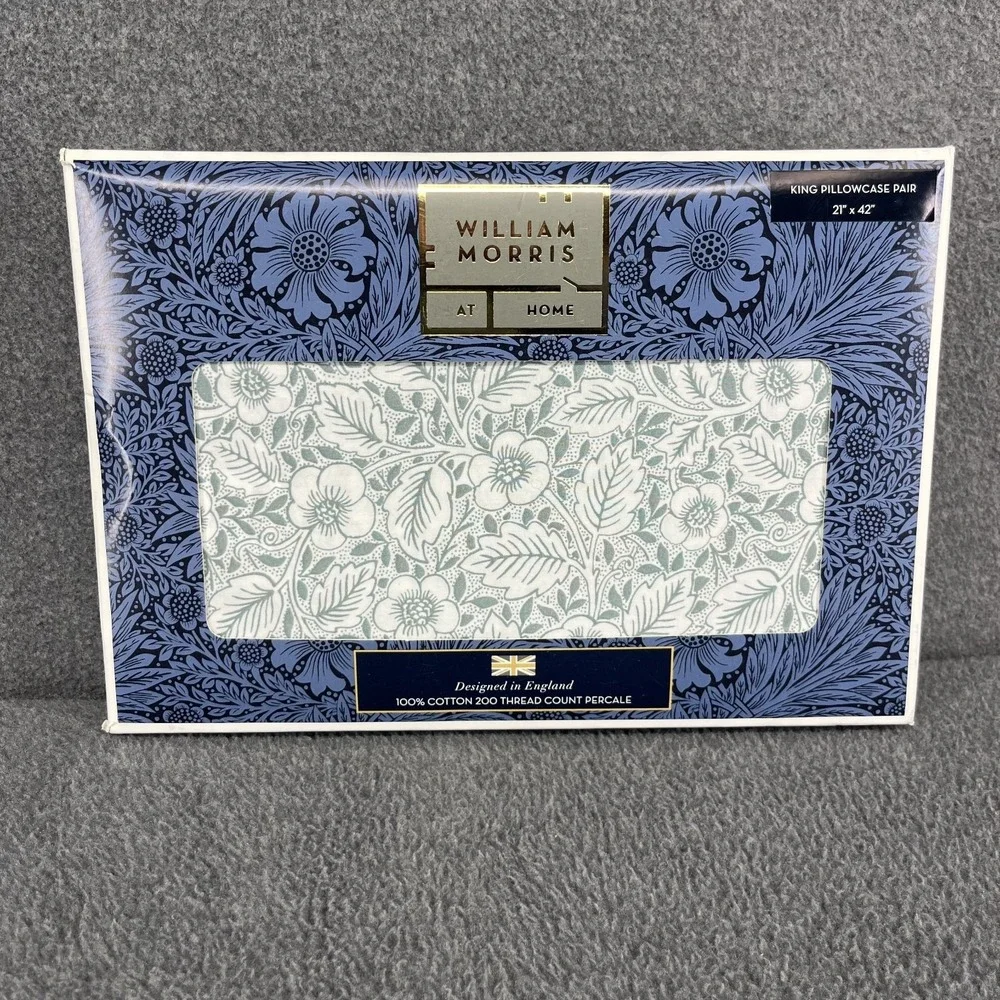 William‎ Morris King Pillowcases Pair CHRISTCHURCH - MINERAL floral 21